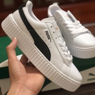 Giày Thể Thao Sneaker nữ trắng viền đen đế bánh mì
