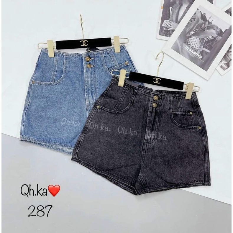 Quần sooc jeans 2 khuy cạp cao hàng QCL1