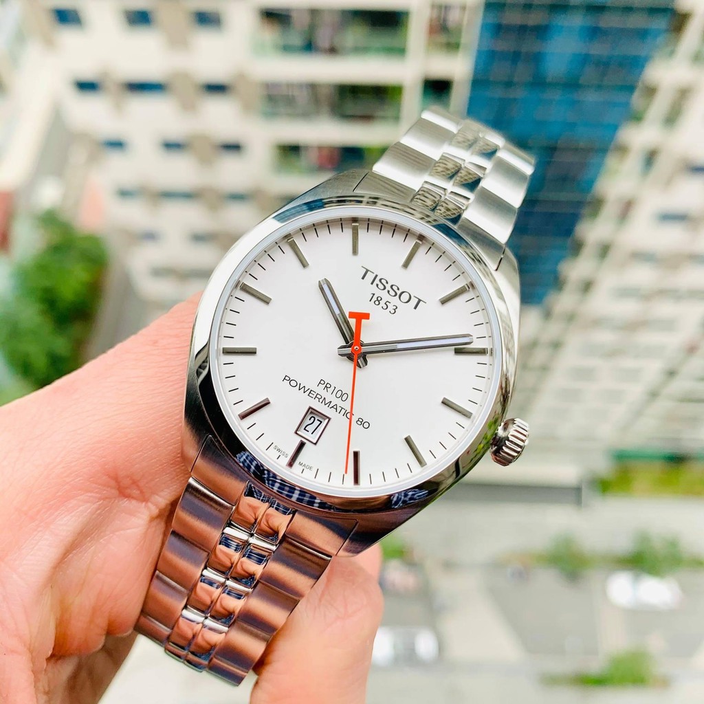 Đồng hồ nam chính hãng Tissot PR100 Automatic White - T101.407.11.011.00 - Máy cơ tự động - Kính Sapphire