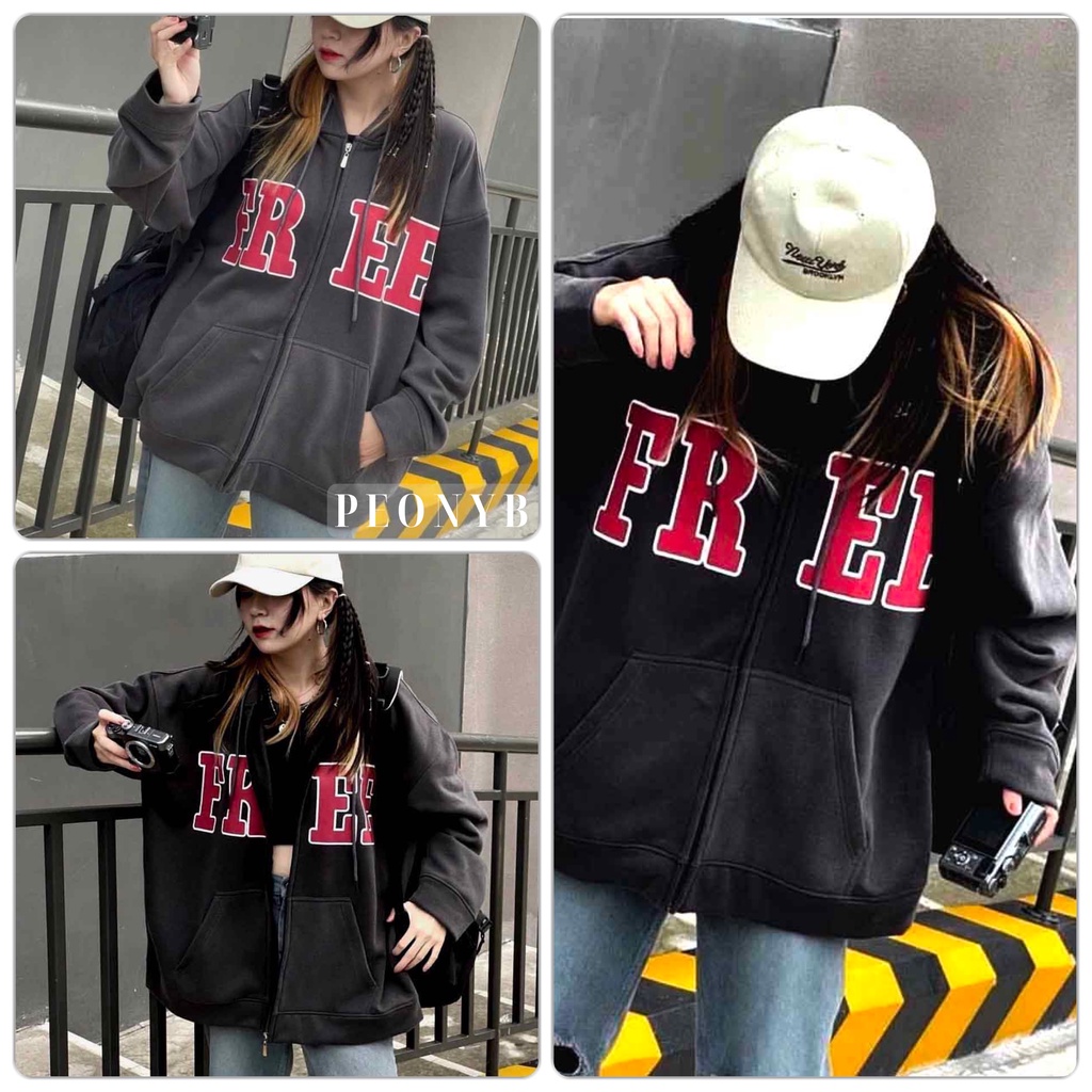 Áo Khoác Nỉ Ngoại Free PEONYB Unisex [FREESHIP] Hoodie zip form rộng tay dài kiểu dáng vintage đường phố hàn quốc đẹp