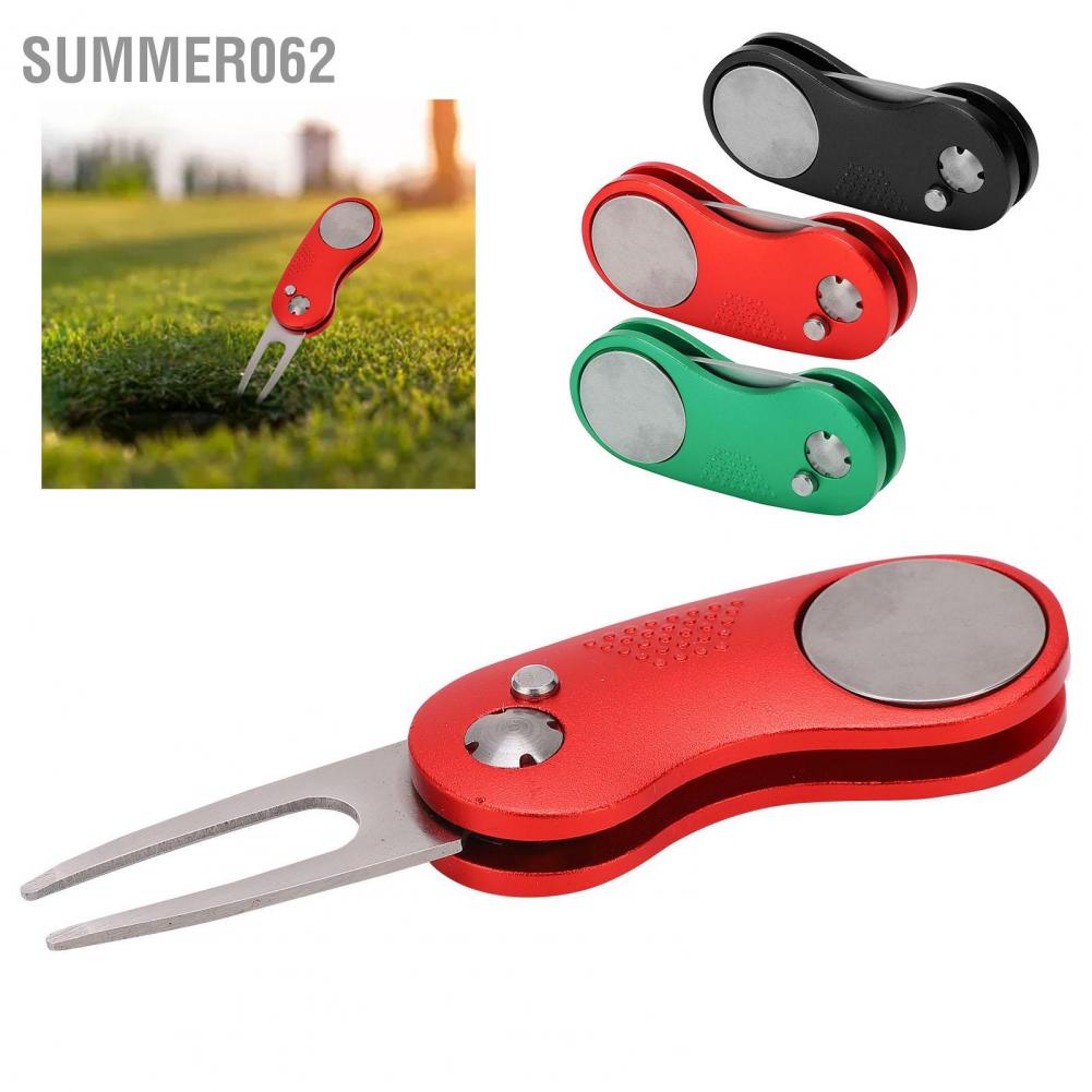 Dụng cụ sửa chữa Divot chơi gôn Nĩa không gỉ với nút bật lên Màu xanh lá cây