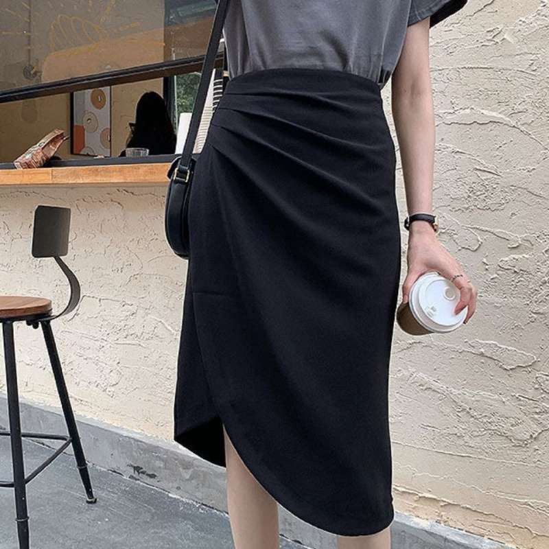 Chân váy Midi dài xẻ tà nhún eo giấu bụng phong cách sang trọng có bigsize Mely's Fashion CV21 | BigBuy360 - bigbuy360.vn