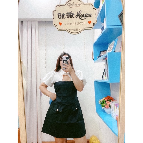 Đầm phối cổ trắng bigsize 60-90kg
