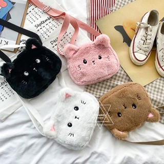 Túi đeo chéo thêu họa tiết con mèo Lolita dễ thương dành cho nữ