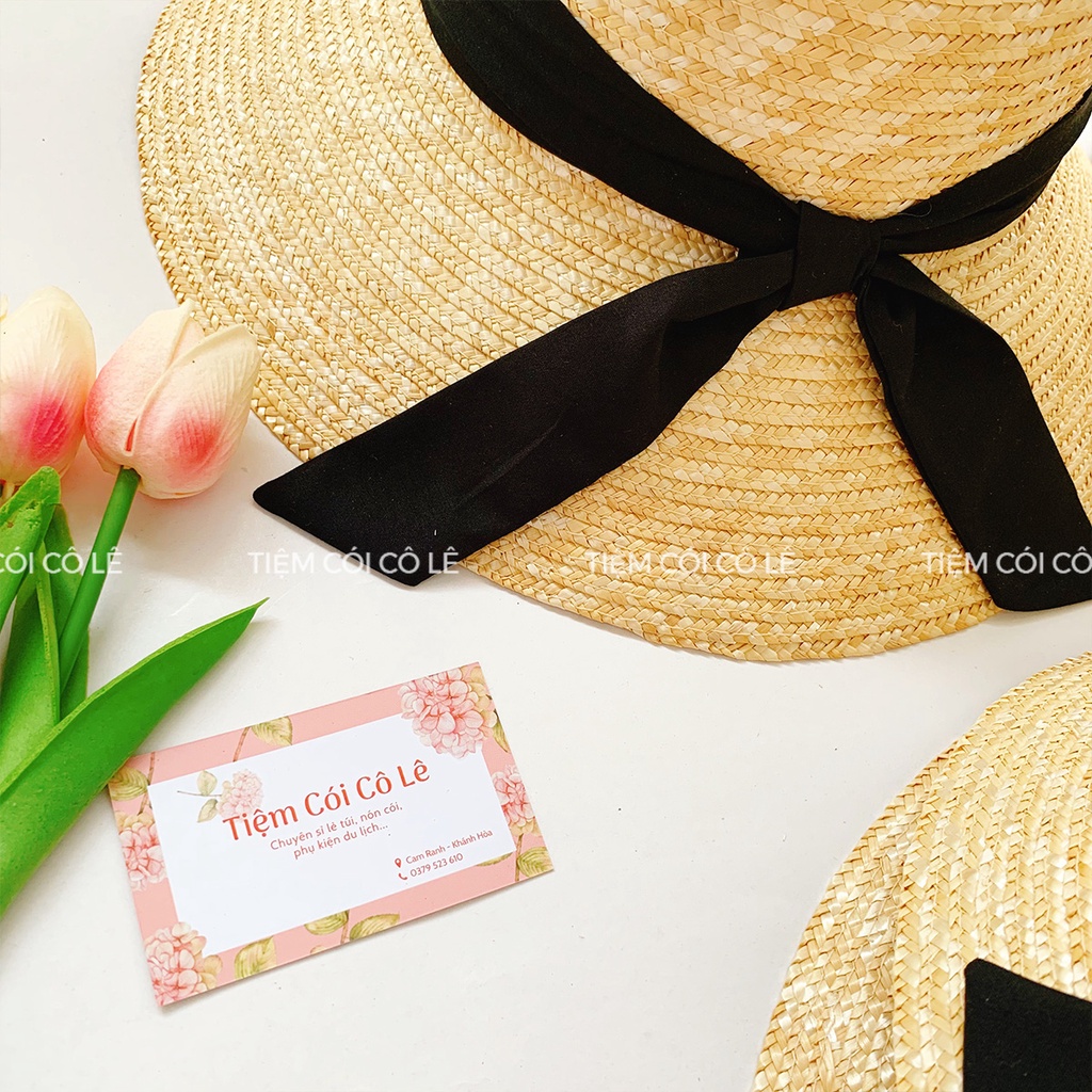 Nón cói vành buông đai nơ đen xinh xắn hàng cao cấp - Tiệm Cói Cô Lê