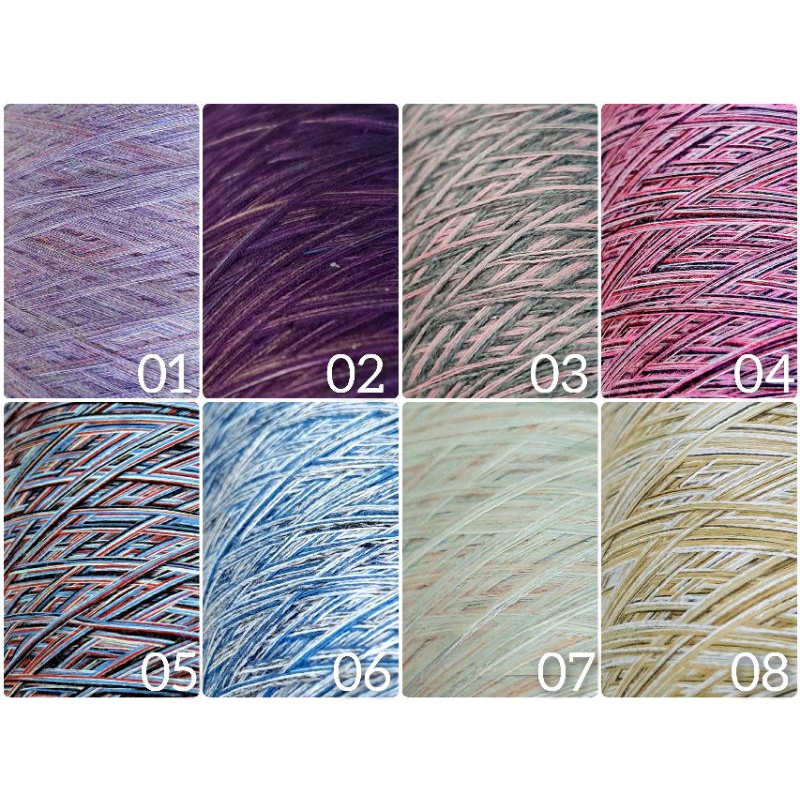 (1-16) Sợi cotton Hàn 100% chập 0.8mm màu loang, đan móc áo mùa hè