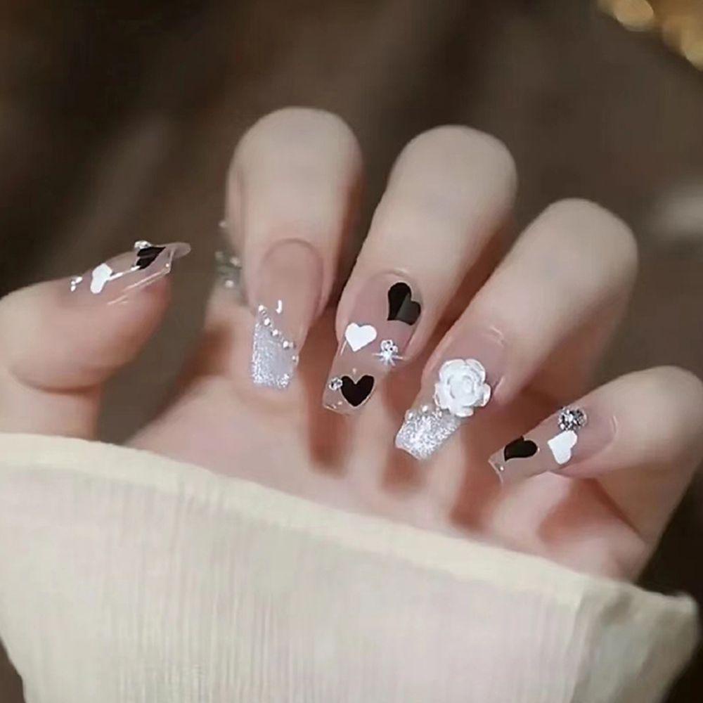 Hộp 24 Móng Tay Giả Đầu Vuông Có Thể Tháo Rời