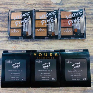 Set bột tán mày tông nâu sáng odbo looks fine od753 no.01 - set kẻ chân mày odbo looks fine h24