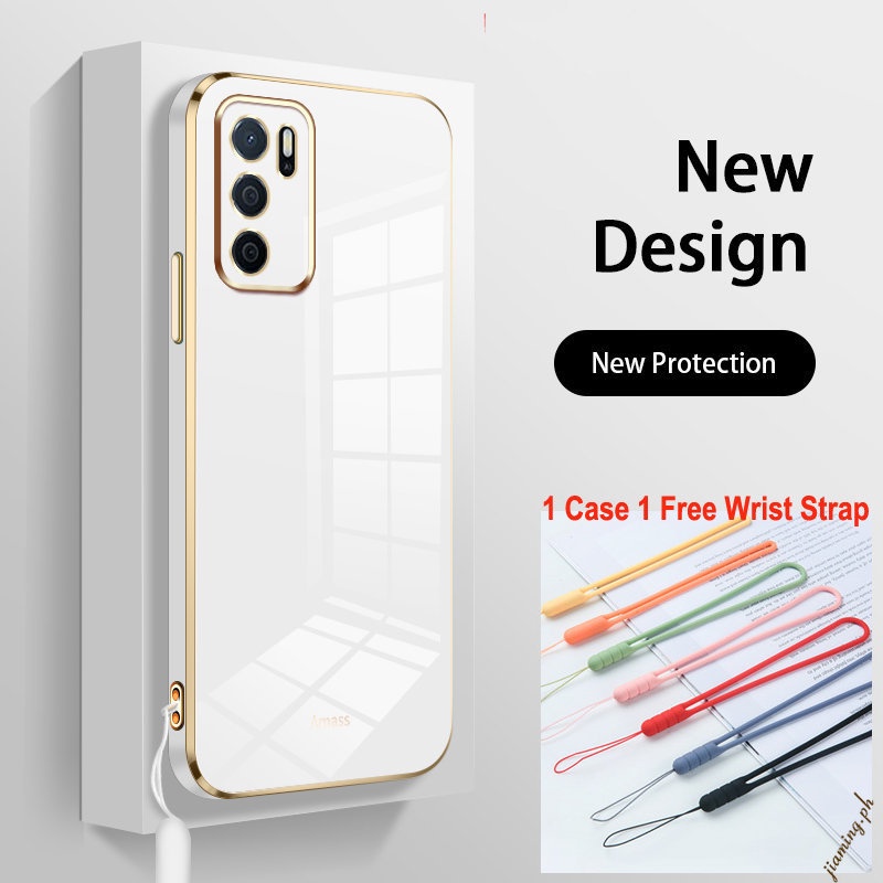 Ốp Điện Thoại Mạ Viền 6D Bằng Silicon Mềm Chất Lượng Cao Kèm Dây Đeo Cho OPPO A16 A16S A54S 4G Sự Bảo Vệ