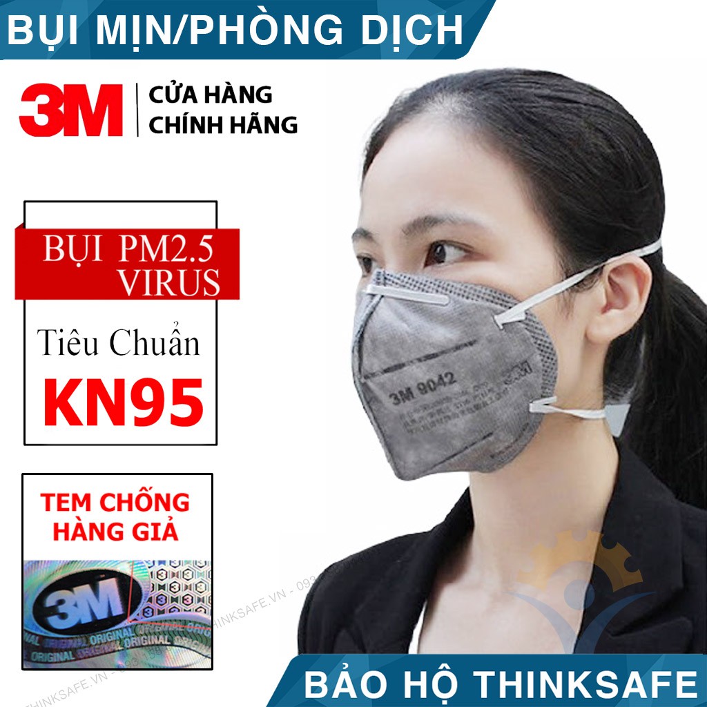 Khẩu trang N95 3M Thinksafe, thiết kế 3d, không đau tai, màu đen n94 đẹp, vải kháng khuẩn, dùng cho y tế - 3m 9542