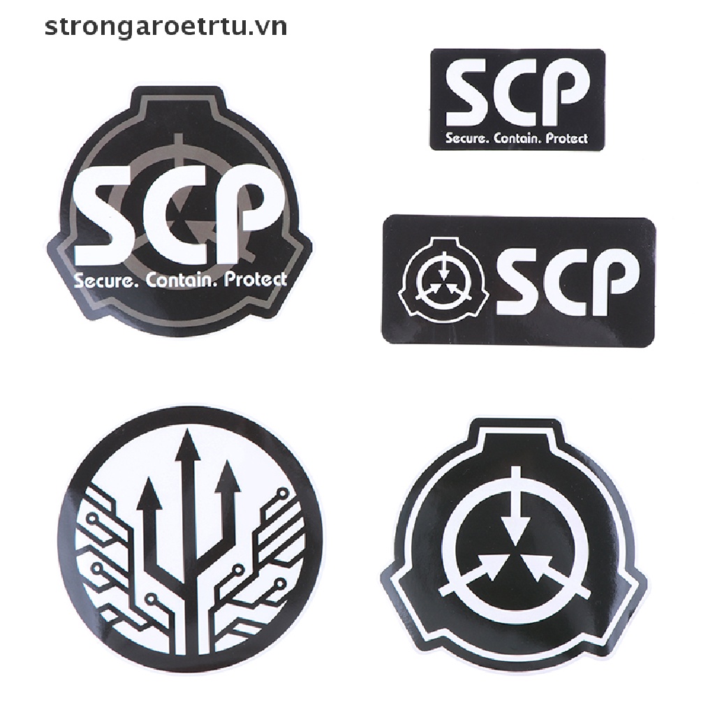 Set 5 Sticker Dán Nền SCP Vinyl Chống Nước Cho Laptop Guitar Ván Trượt Tủ Lạnh