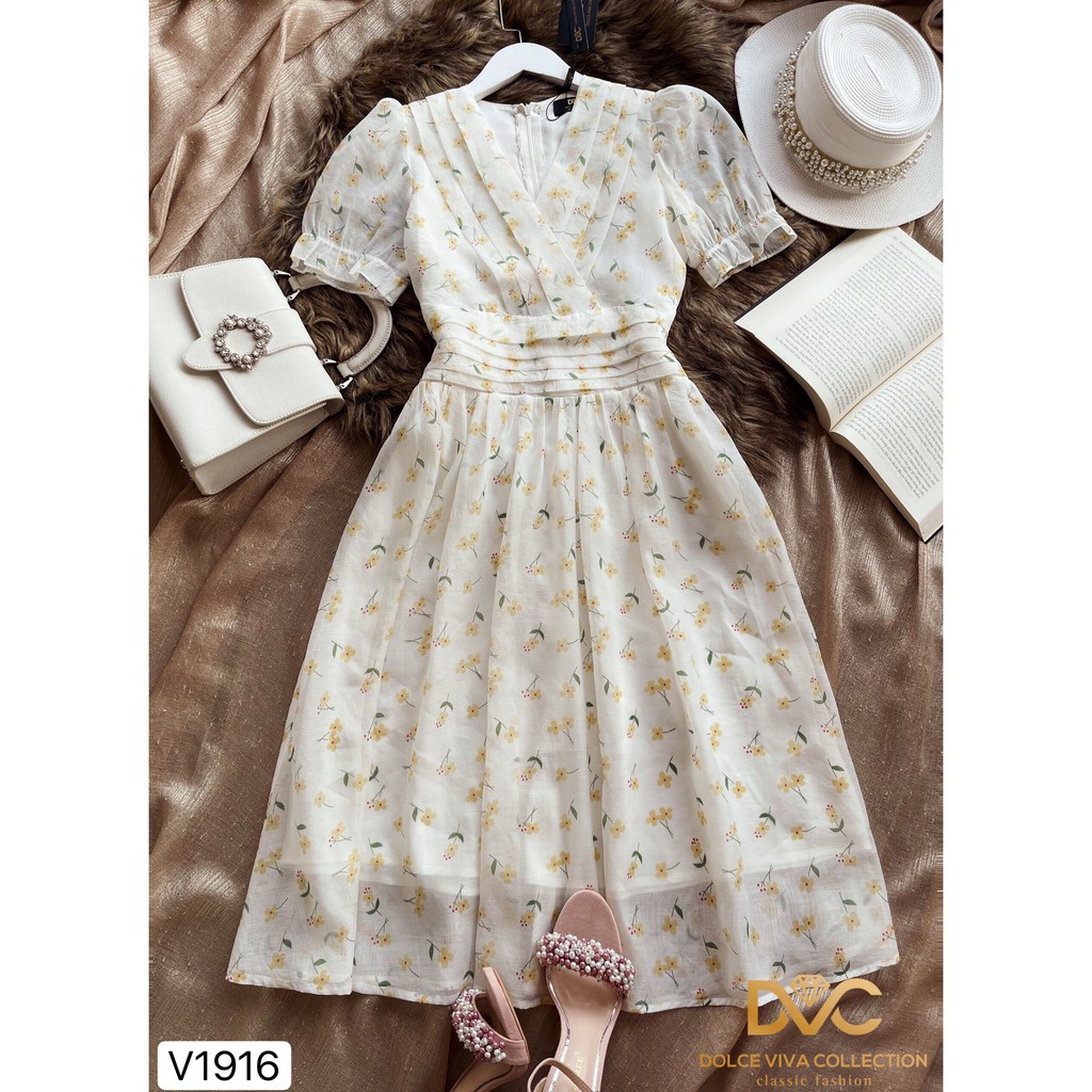 Váy xòe thiết kế V1916 - QUEEN SHOP DOLCE VIVA COLLECTION(ảnh người mẫu+ảnh trải sàn do shop chụp tự chụp)