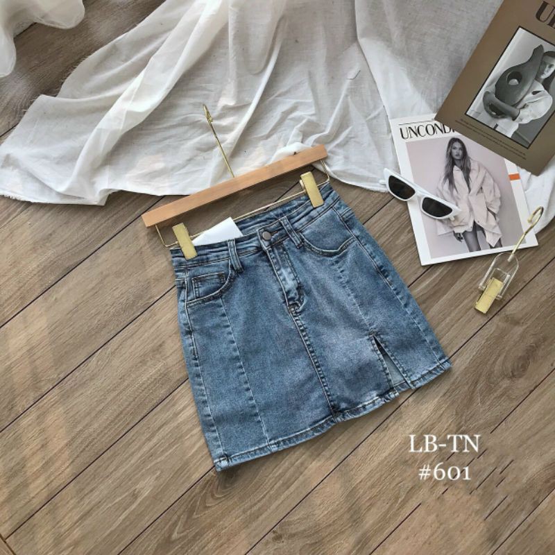 Chân váy jean xẻ đùi hàng QCL1
