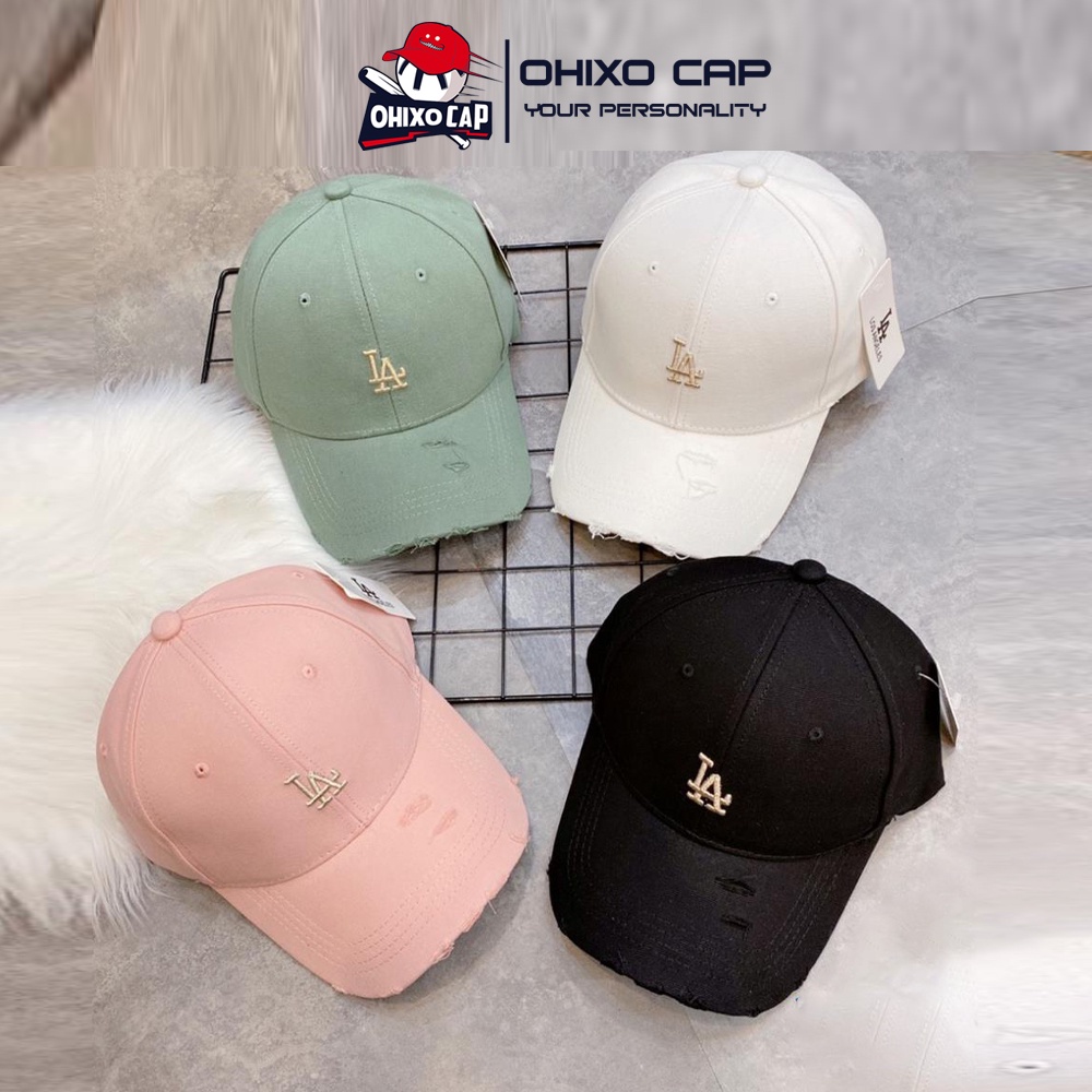 Mũ lưỡi trai LA nam nữ nón LA rách thêu logo cao cấp hàng xuất dư nhiều màu ảnh thật OHIXO LT20