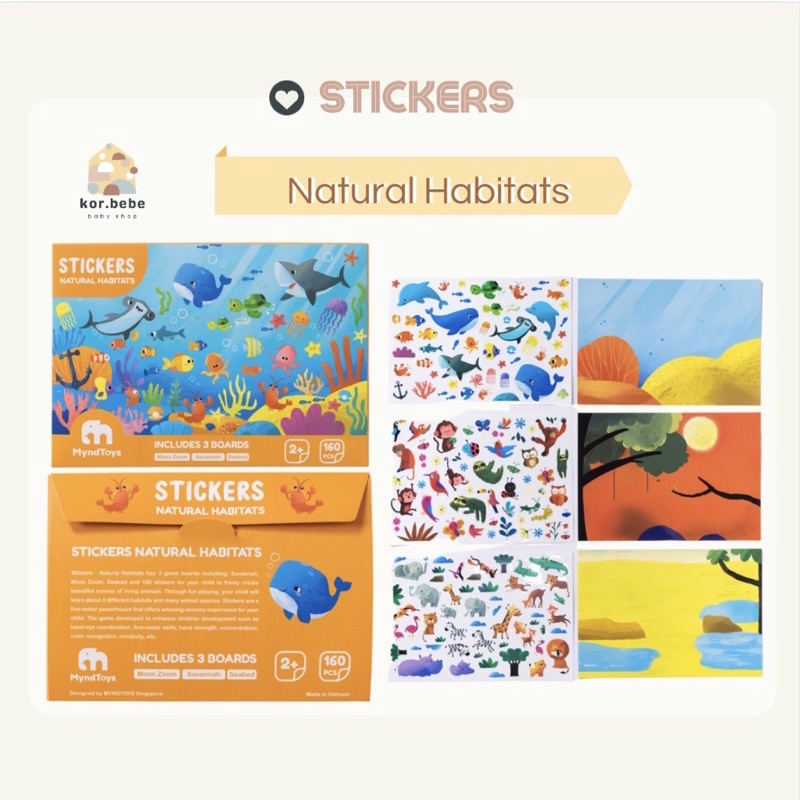 Bộ 160 Miếng Dán Sticker Cao Cấp MyndToys - Natural Habitats Cho Bé