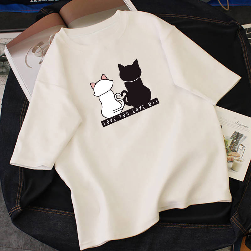 NRVP Áo thun ngắn tay dáng rộng họa tiết xinh xắn phong cách Hàn Quốc thời trang 2021 dành cho nữ