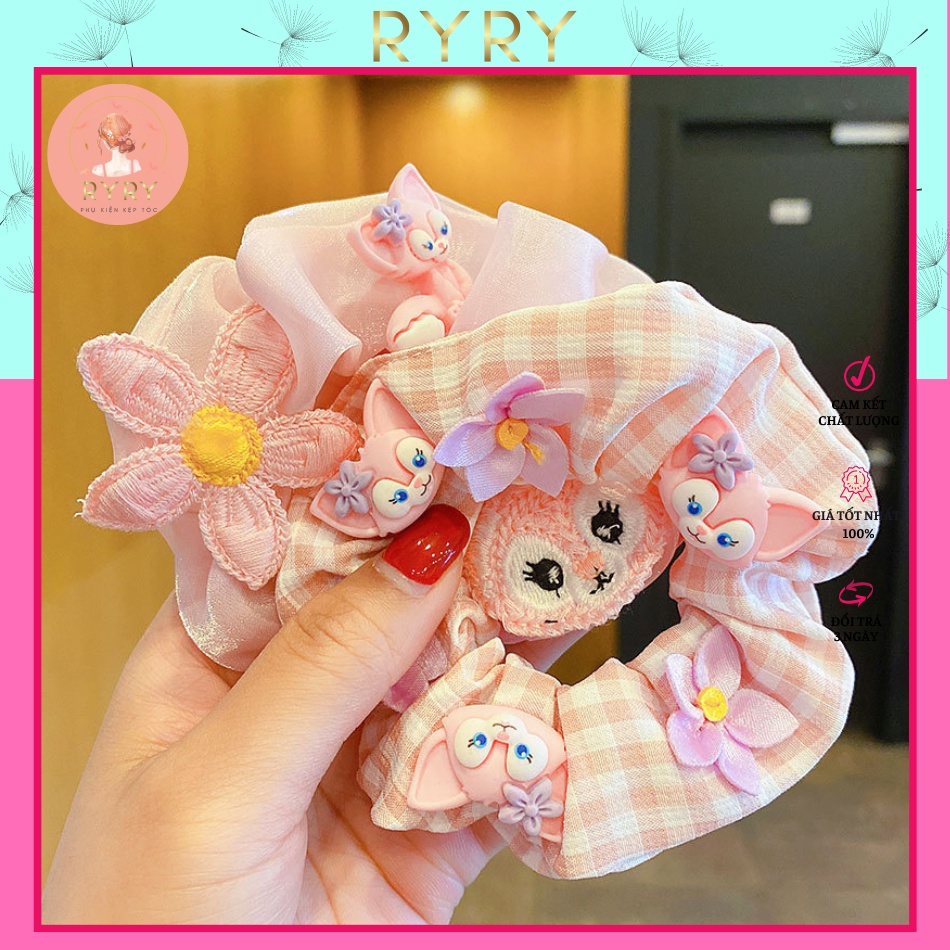 Dây Cột Tóc Màu Hồng Hoạt Hình Siêu Đáng Yêu Xinh Xắn Cho Bé Gái