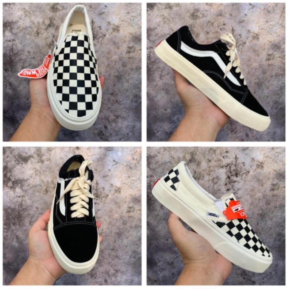 Giày vans đen caro buộc dây , vans chữ bản đẹp full box bill có đủ size nam nữ hot hit