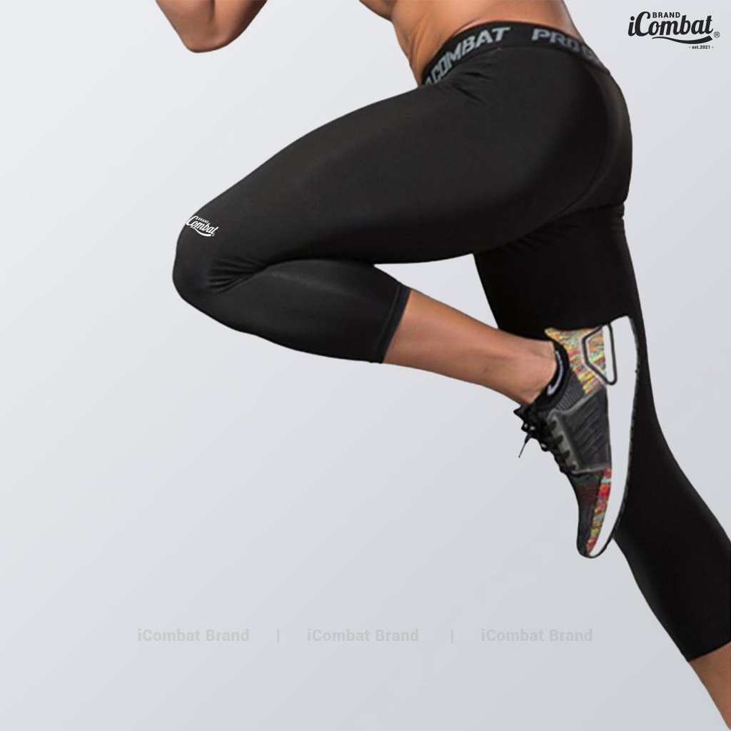 Quần legging lửng Pro Combat Coolmax® ¾ quần thể thao nam ngắn 3/4 full đen