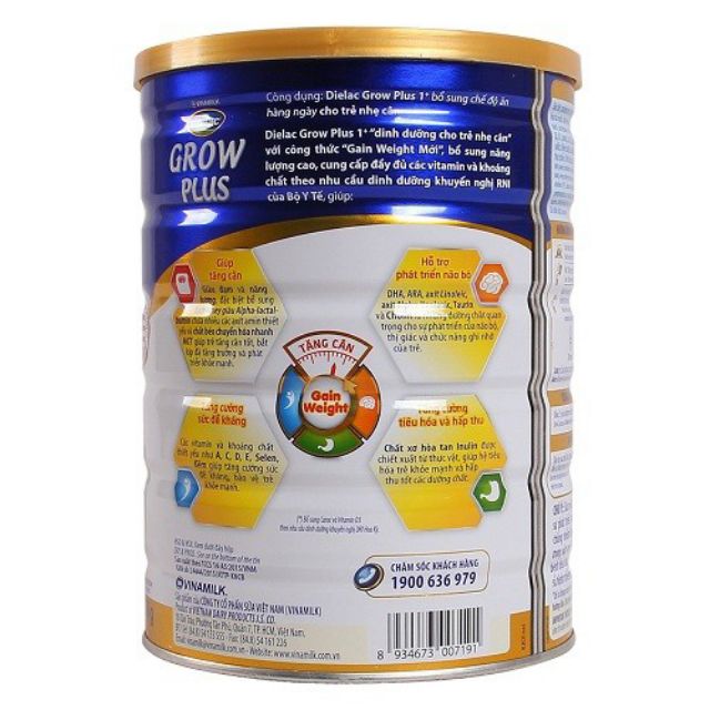 Sữa bột Vinamilk Dielac Grow Plus Xanh 2+ 900g