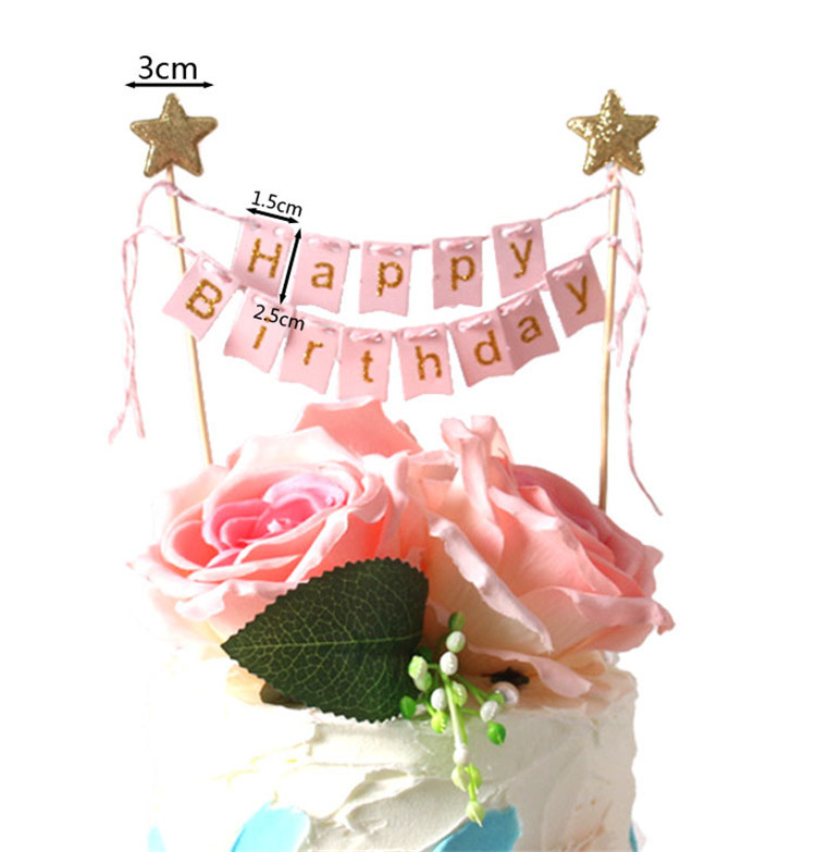 Bộ dụng cụ trang trí bánh kem hình chữ happy birthday nhiều màu sắc