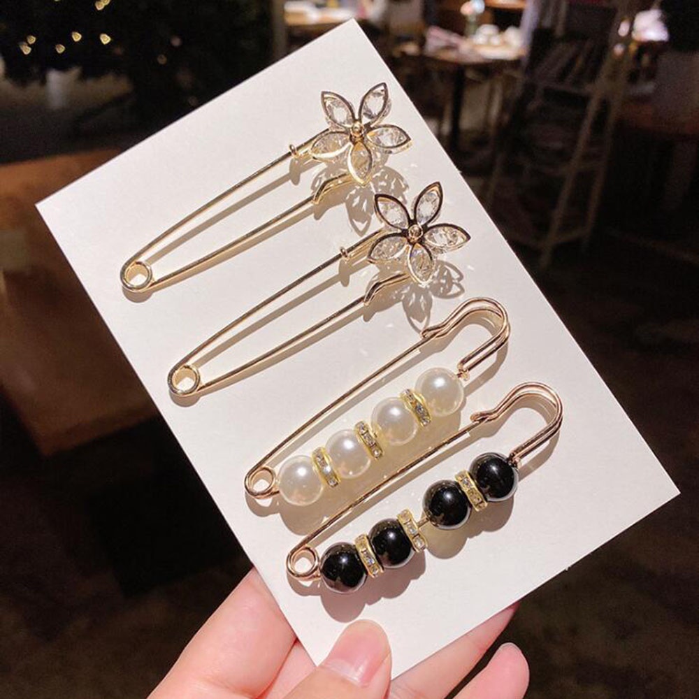 Bộ Ghim Cài Thắt Lưng Đính Đá Ngọc Trai Chất Lượng Cao