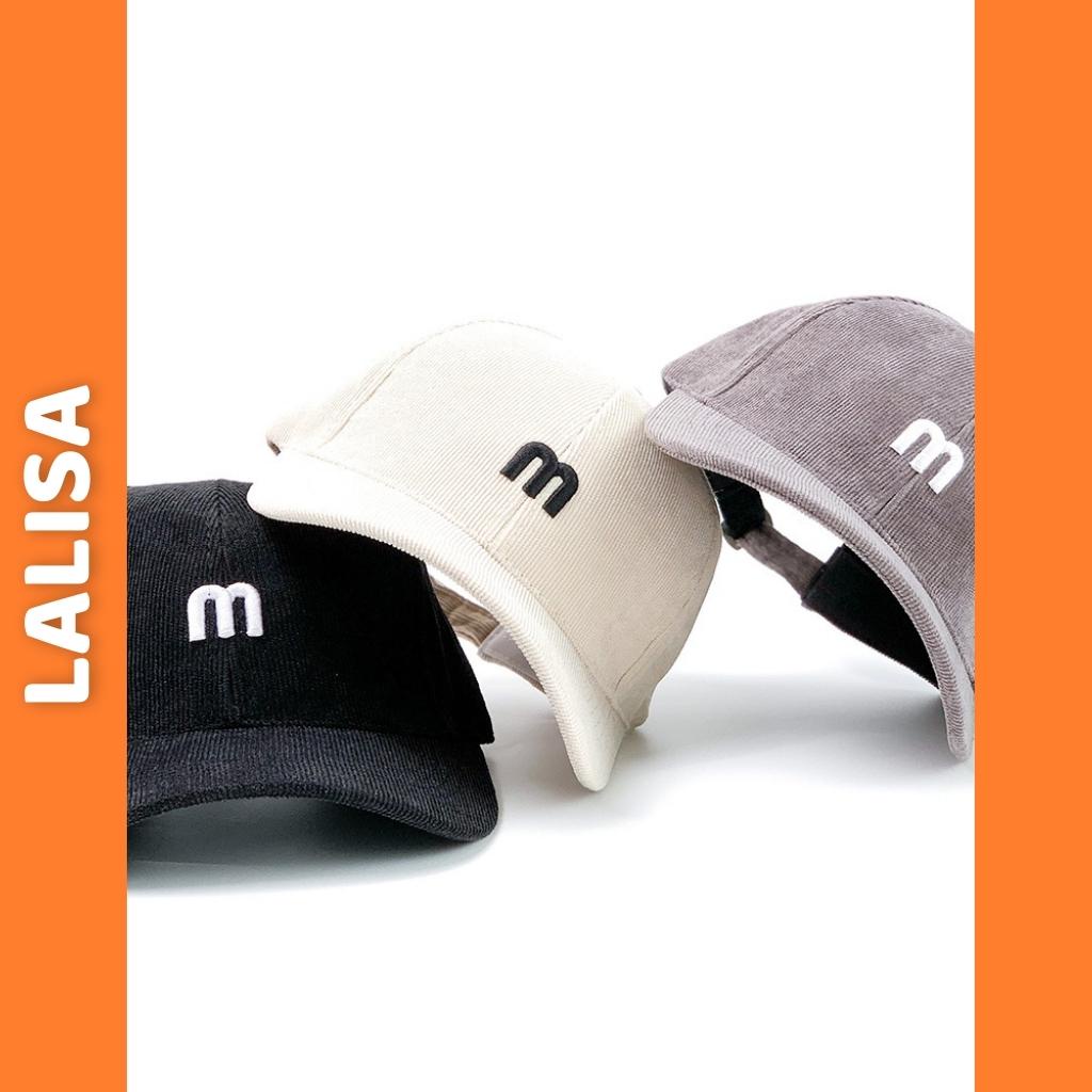 Mũ Lưỡi Trai M LALISA Nón Kết Nhung Thêu Chữ M Phong Cách Ulzzang Form Unisex Nam Nữ NO007
