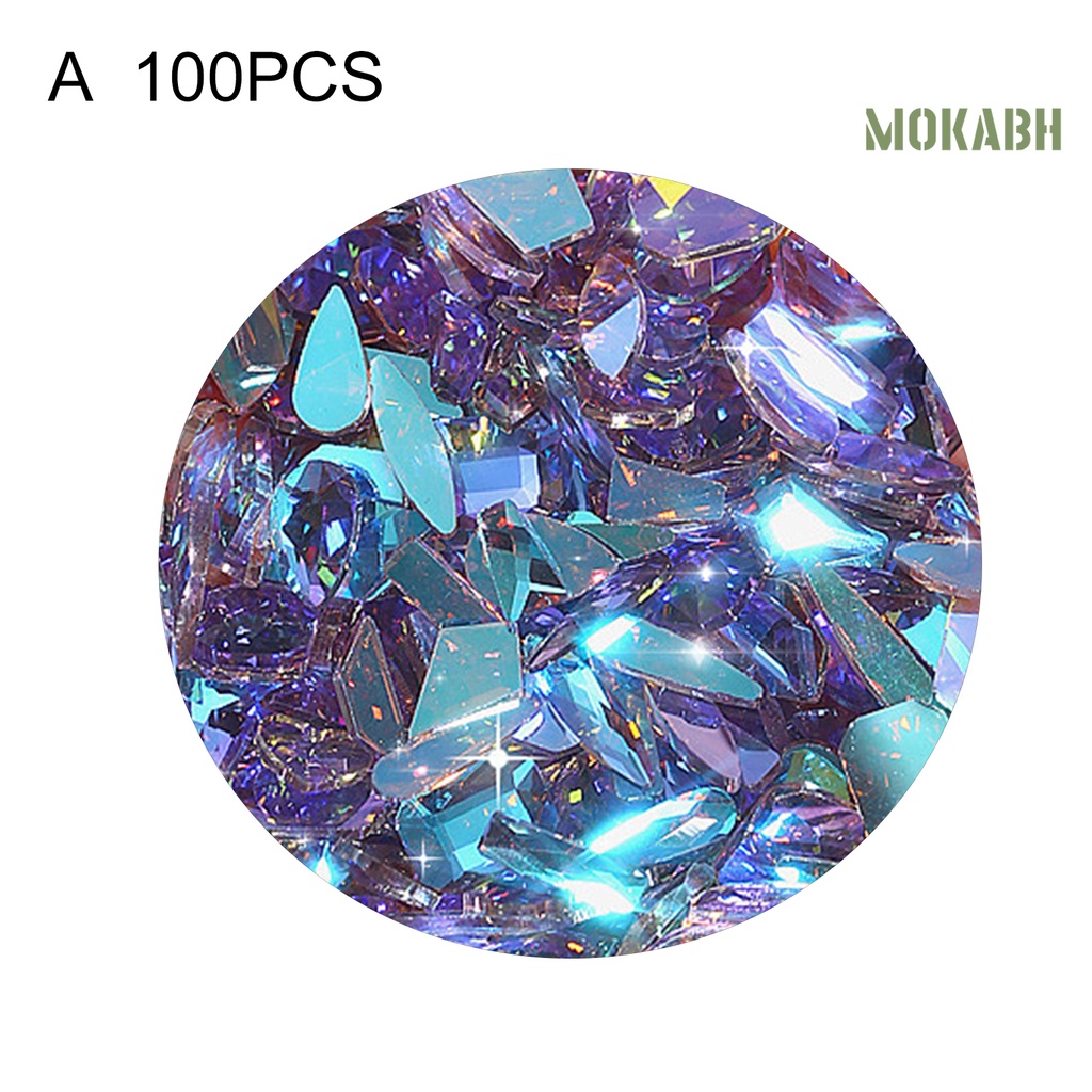 Túi 100 Hạt Đá Zirconia Trang Trí Móng Tay Sau Lưng