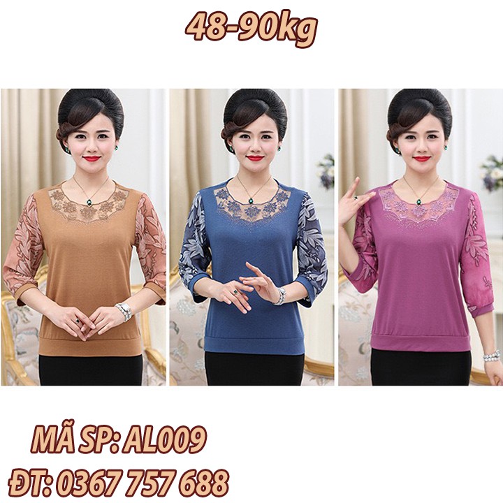 Nhập WAFS1822 hoàn 15% tối đa 25k xu_ Áo trung niên len mỏng phối tay voan AD001 | BigBuy360 - bigbuy360.vn