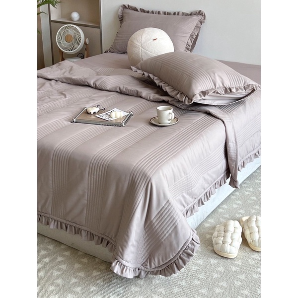 Bộ cotton Linen 4 món chăn trần mềm mịn thấm hú mồ hôi,ga gối chăn trần cotton Linen nhập khẩu cực kì thoáng mát