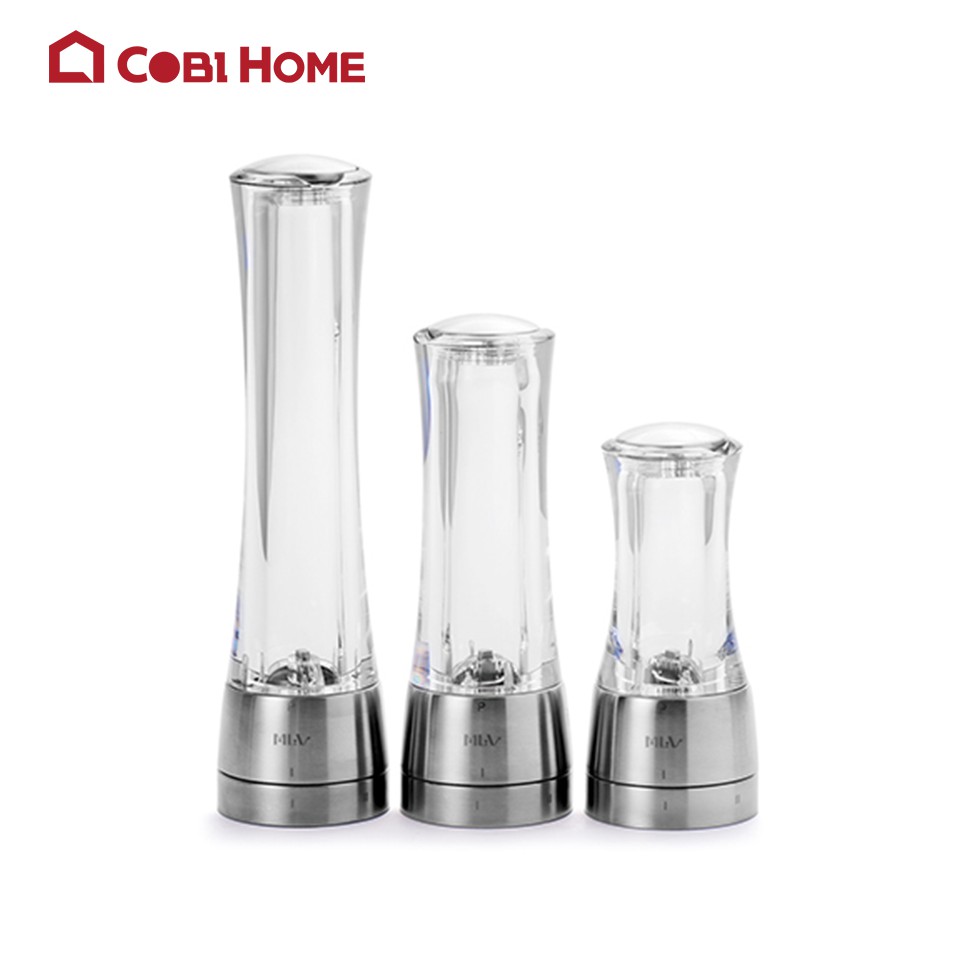 Dụng Cụ Xay Tiêu / Lọ, Hũ Đựng Và Xay Tiêu Muối Cầm Tay Bằng Nhựa Cao Cấp Màu Silver ROCKY- JB Pepper Mill - Cobi Home