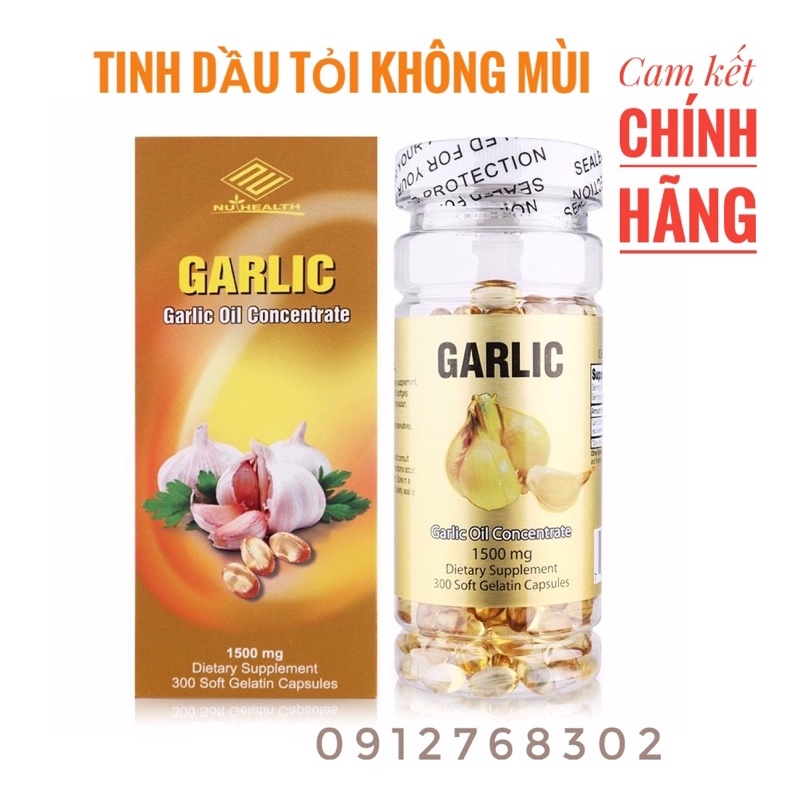 Tinh dầu tỏi không mùi Garlic Oil Concentrate NuHealth Mỹ tăng đề kháng, phòng cảm cúm hàng chính hãng 300 viên