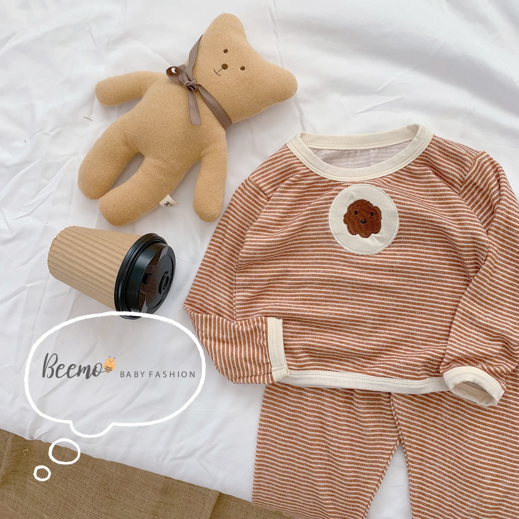 Bộ set quần áo dài tay Beemo vải cotton thêu bánh quy cho bé trai,bé gái từ 1 đến 7 tuổi 22216B