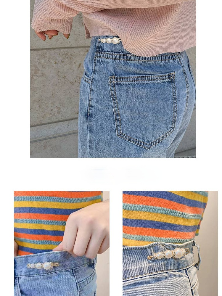 Ghim cài áo Thắt Lưng denim Đính Ngọc Trai Thời Trang 7.5cm Dành Cho Nữ