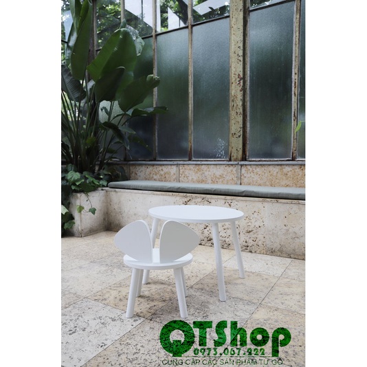 Ghế thỏ cho bé - bàn ghế cho trẻ mẫu giáo - gỗ thông decor - 30*30*50cm - QTshop - hàng thiết kế.