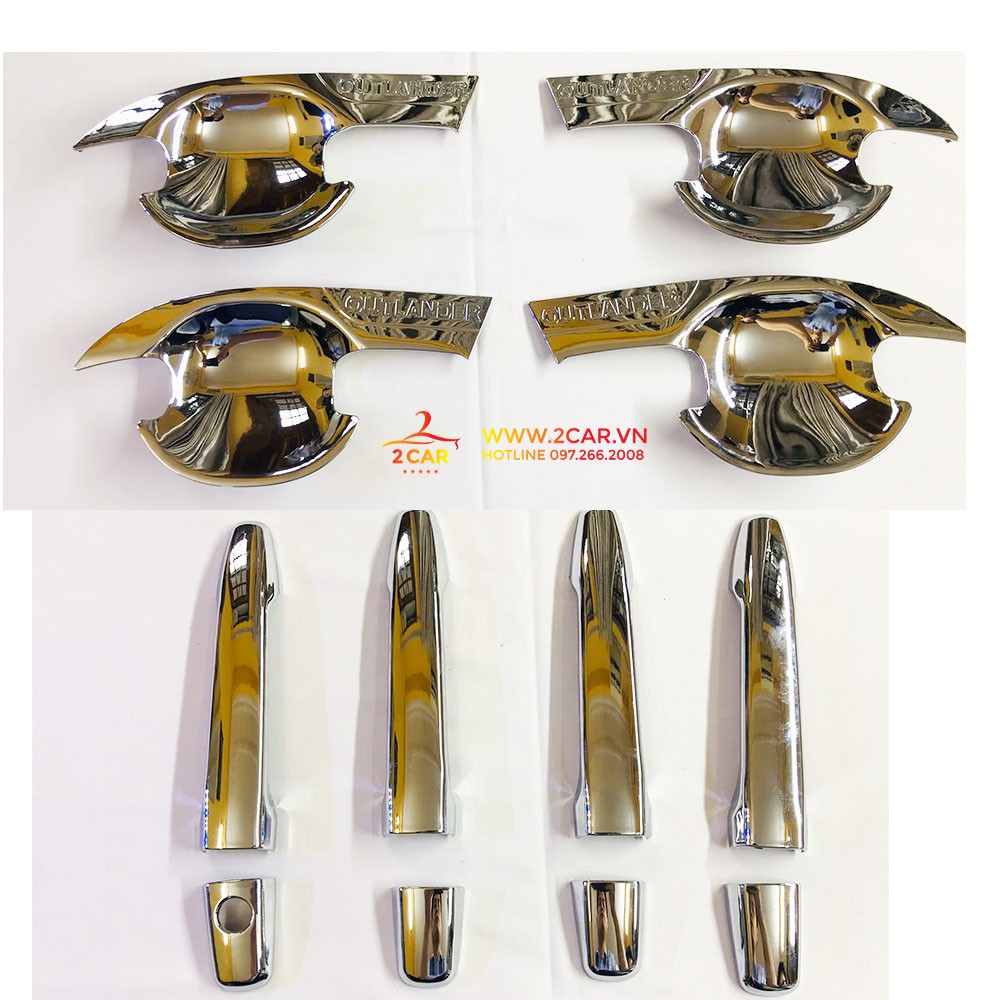 Ốp tay nắm, hõm cửa xe Mitsubishi Outlander 2016 - 2021 mạ crom cao cấp - Giá 1 bộ