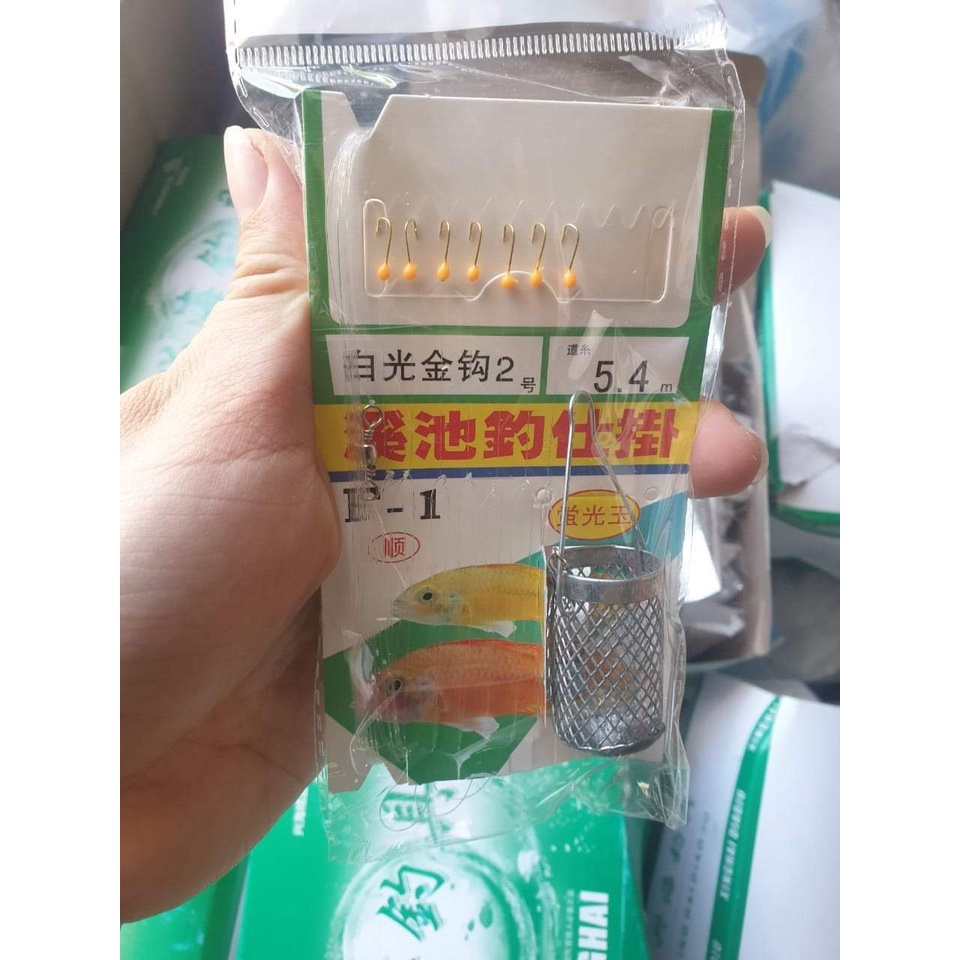 Bộ Thẻo 7 lưỡi câu cá mương hồ siêu nhạy có rọ sắt