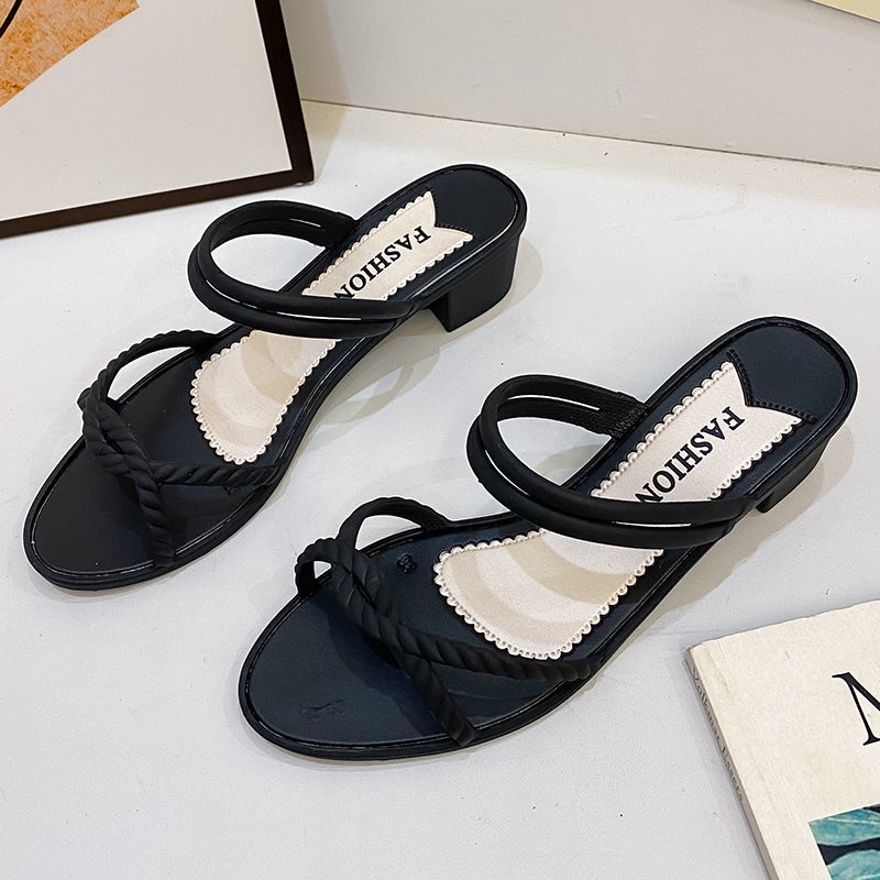 IELGY Giày sandal  gót dày tăng chiều cao chống trượt phong cách Hàn Quốc thời trang cho nữ