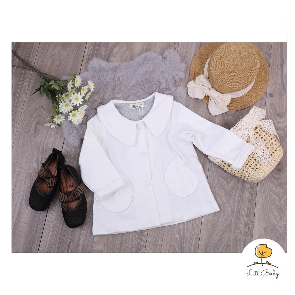 Áo khoác nỉ thu đông dài tay hai túi , cài cúc bé gái size 1-5T, cho bé 10-18kg. Chất nỉ dày dặn, cố phối xinh, dễ mặc