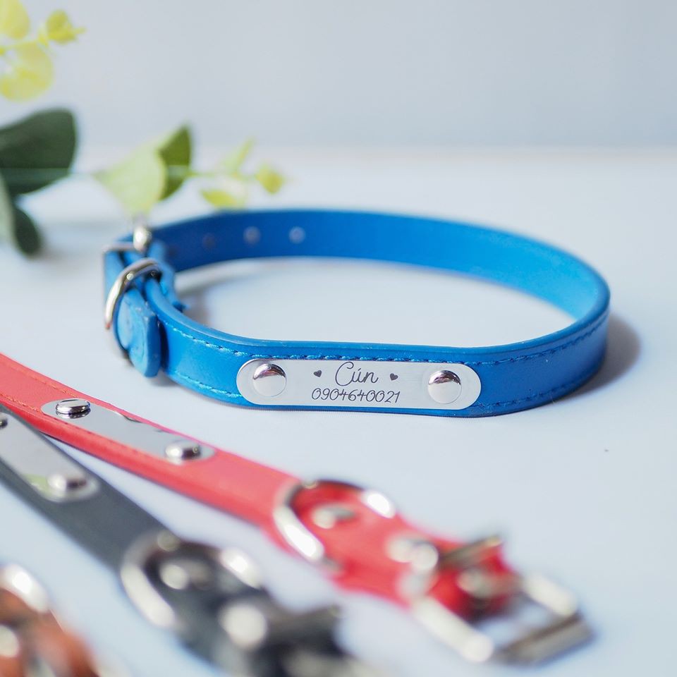 Vòng Cổ Thẻ Tên Pet Tag Khắc Cho Chó Mèo Dưới 8kg [Nhiều Màu Lựa Chọn]