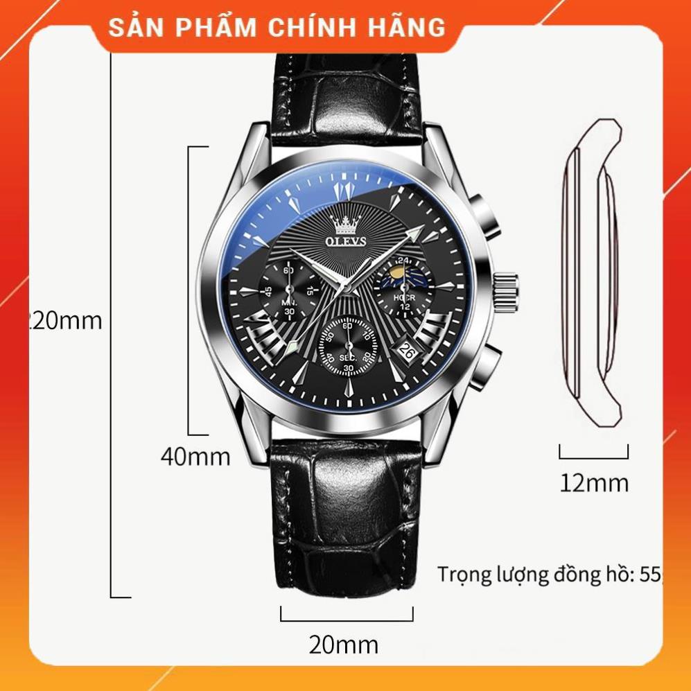 Đồng hồ nam chính hãng OLEVS 2876 dây da bò  Chống thấm nước sâu  hiệu ứng phát sáng