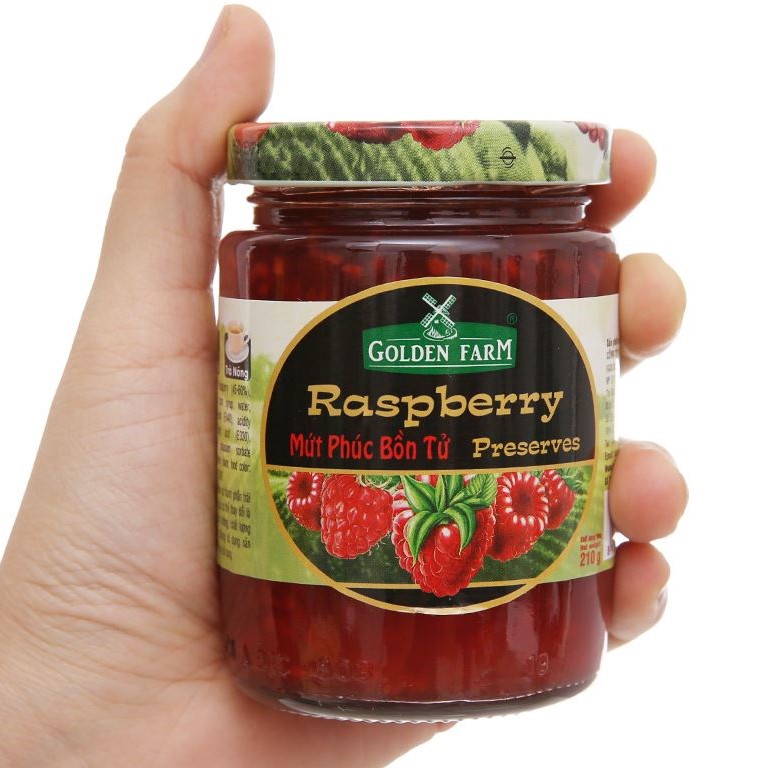 Mứt Phúc Bồn Tử Raspberry Presevers GOLDEN FARM 210G - ăn kèm kem, sinh tố, bánh mì, sandwich, trà nóng