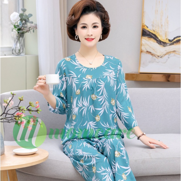 Đồ bộ trung niên nữ đẹp B86 - Quần áo thời trang thu đông cho người lớn tuổi U40 U50 U60 - Bộ ngủ mặc nhà cho mẹ Bigsize