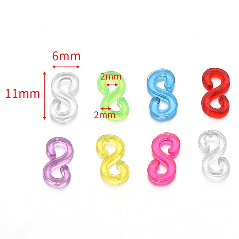 Set 100 Móc Kẹp Chữ S Bằng Nhựa Nhiều Màu Sắc Dùng Làm Trang Sức Thủ Công
