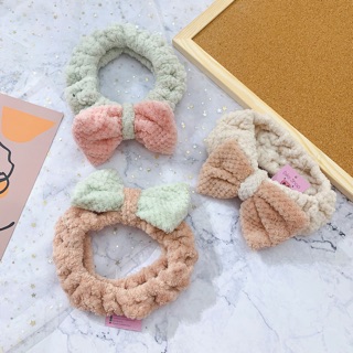 Băng đô nơ lông cừu hàn quốc dành cho nữ , bờm rửa mặt phong cách hàn quốc