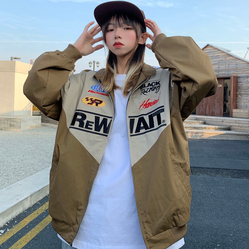 Áo khoác nam áo khoác bóng chày thêu chữ phong cách phong cách Hàn Quốc thời trang nam nữ áo khoác bóng chày áo khoác biker unisex vải đôi