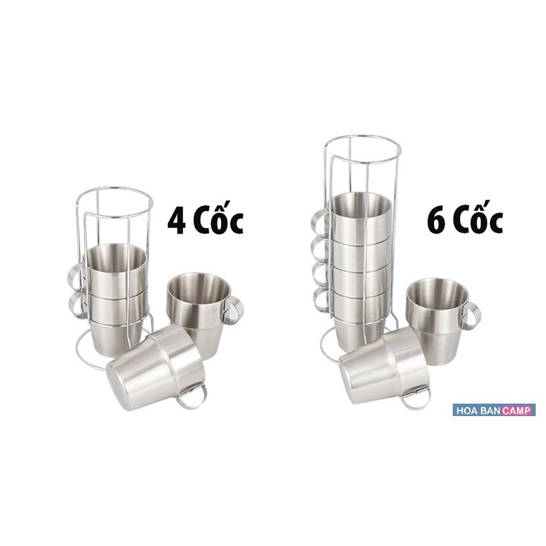 Bộ 4-6 Cốc Dã Ngoại, Cắm Trại 2 Lớp - Cách Nhiệt
