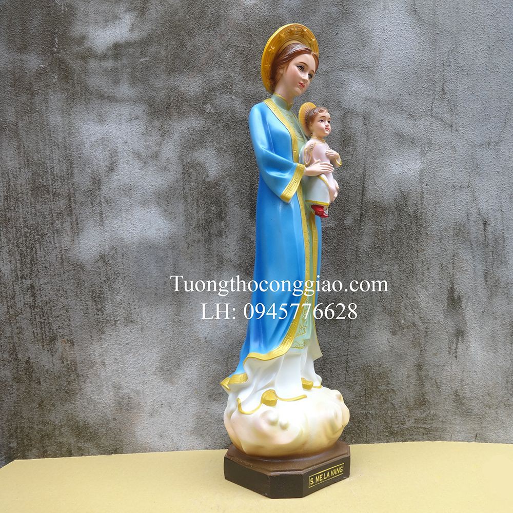Tượng Đức Mẹ La Vang Việt Nam  xanh 50cm Composite