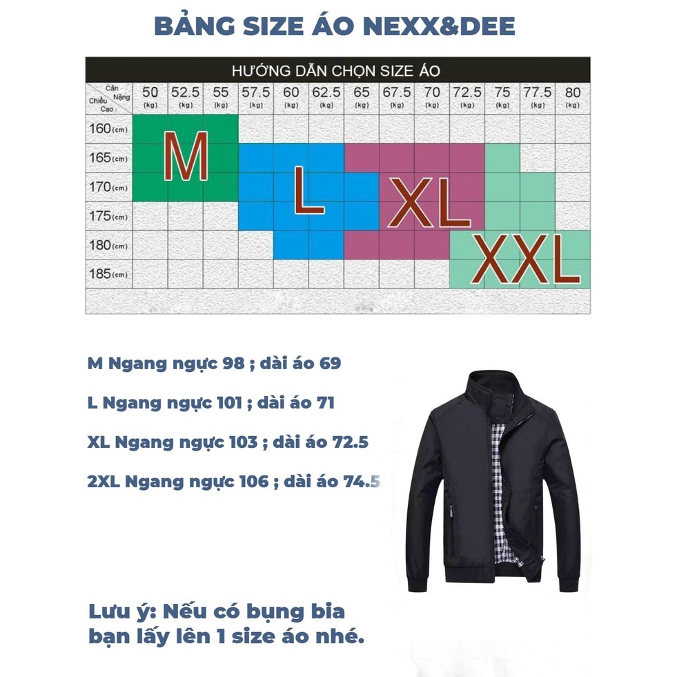 Áo khoác gió nam vải dù Nexx&Dee có size lớn big size trung niên phù hợp chống nắng  AK01