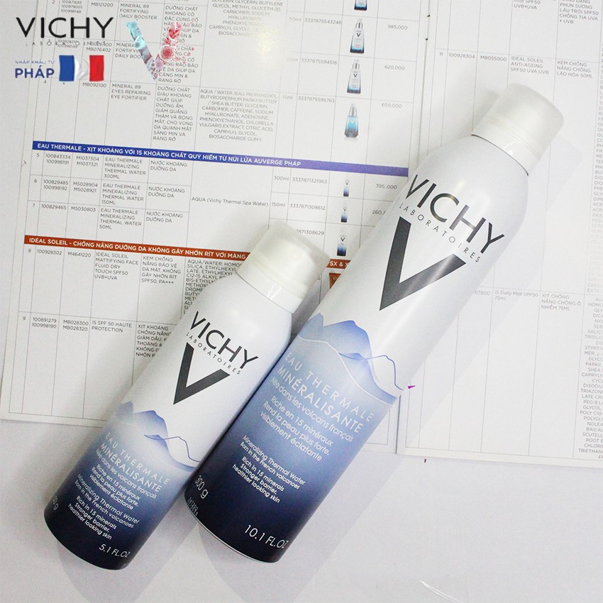 [NHẬP KHẨU-TEM PHỤ] Xịt khoáng dưỡng da Vichy Mineralizing Thermal Water Spa